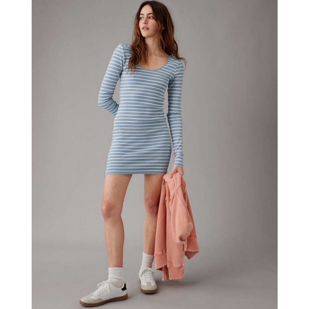 AE American‎ Eagle Main Squeeze Scoop Neck Long-Sleeve Mini Dress Size S